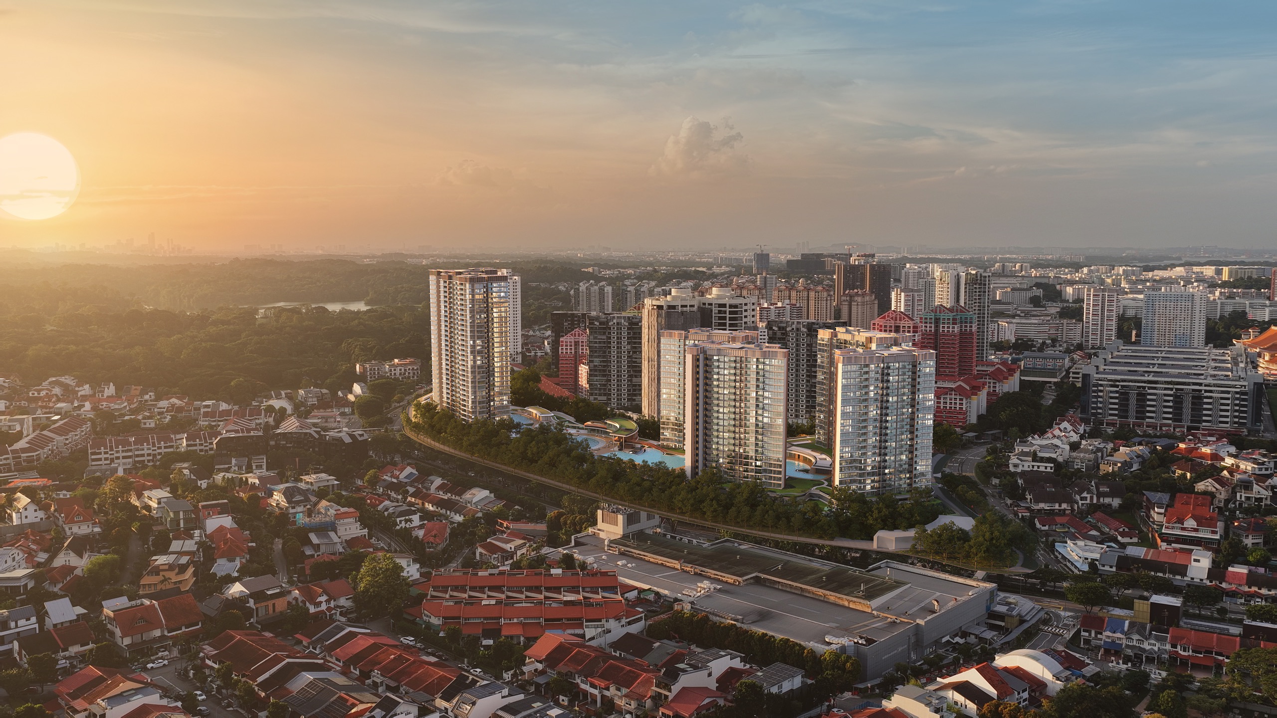 Thomson View development, aerial view of the blocks